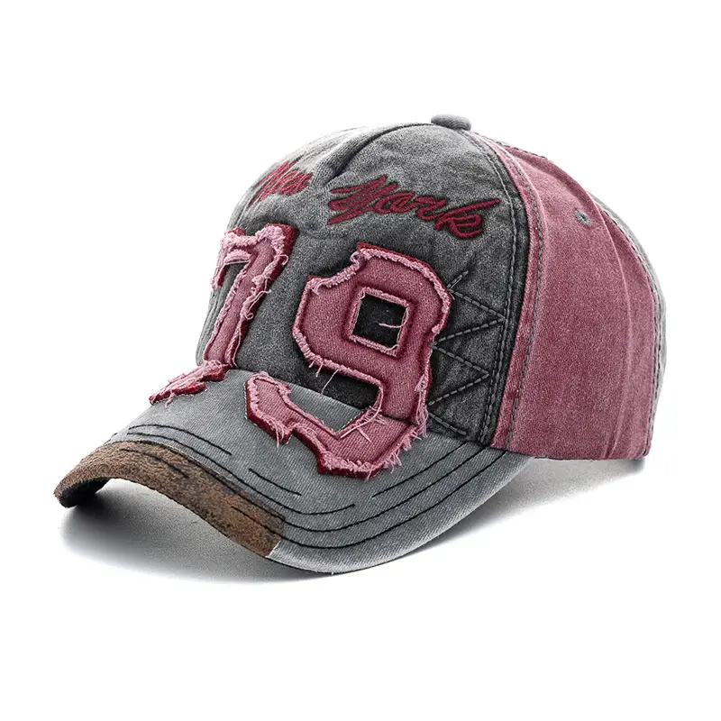 79 Patch Distressed Baseball Cap with Adjustable Sunvisor - Image 2