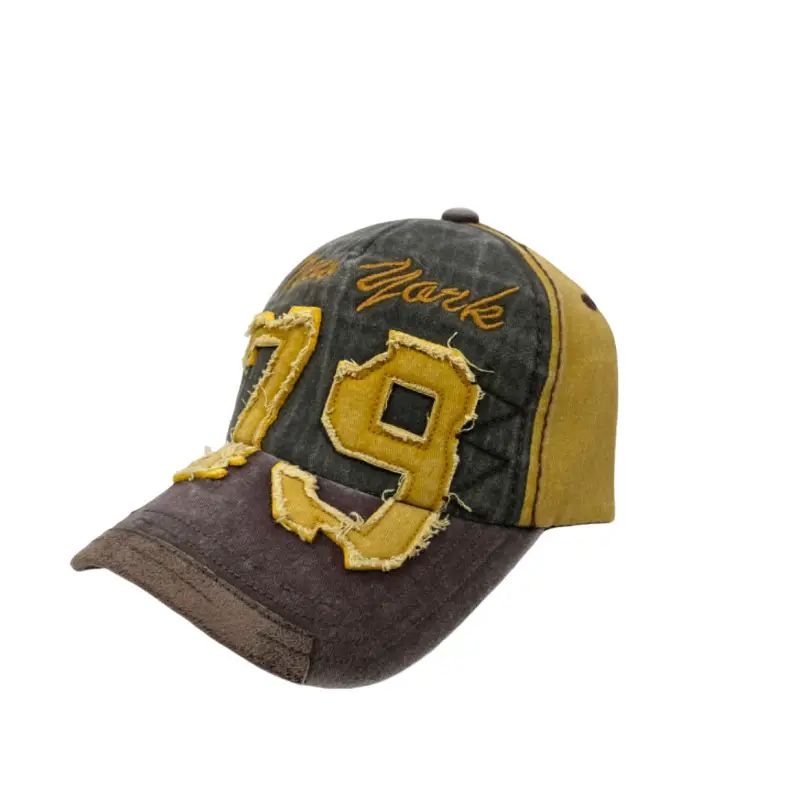 79 Patch Distressed Baseball Cap with Adjustable Sunvisor - Image 6