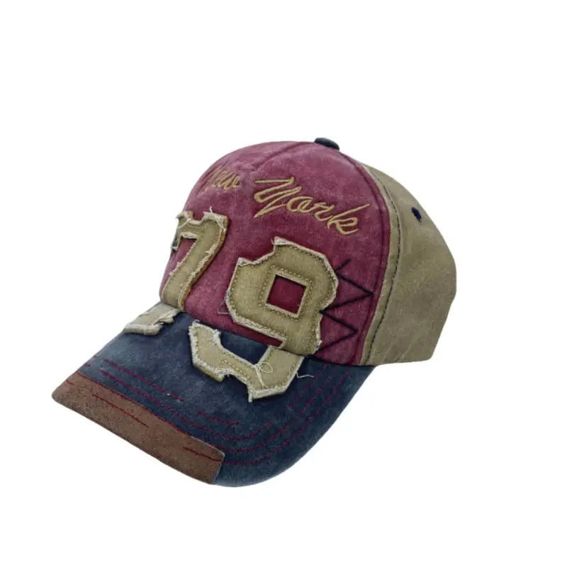 79 Patch Distressed Baseball Cap with Adjustable Sunvisor - Image 7