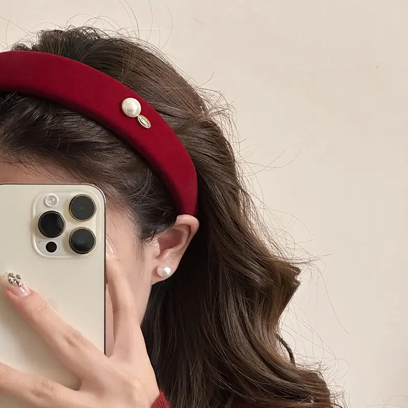 2025 Red Wide Bristled Headband for Men Women