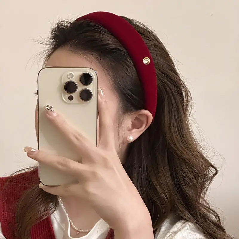 2025 Red Wide Bristled Headband for Men Women