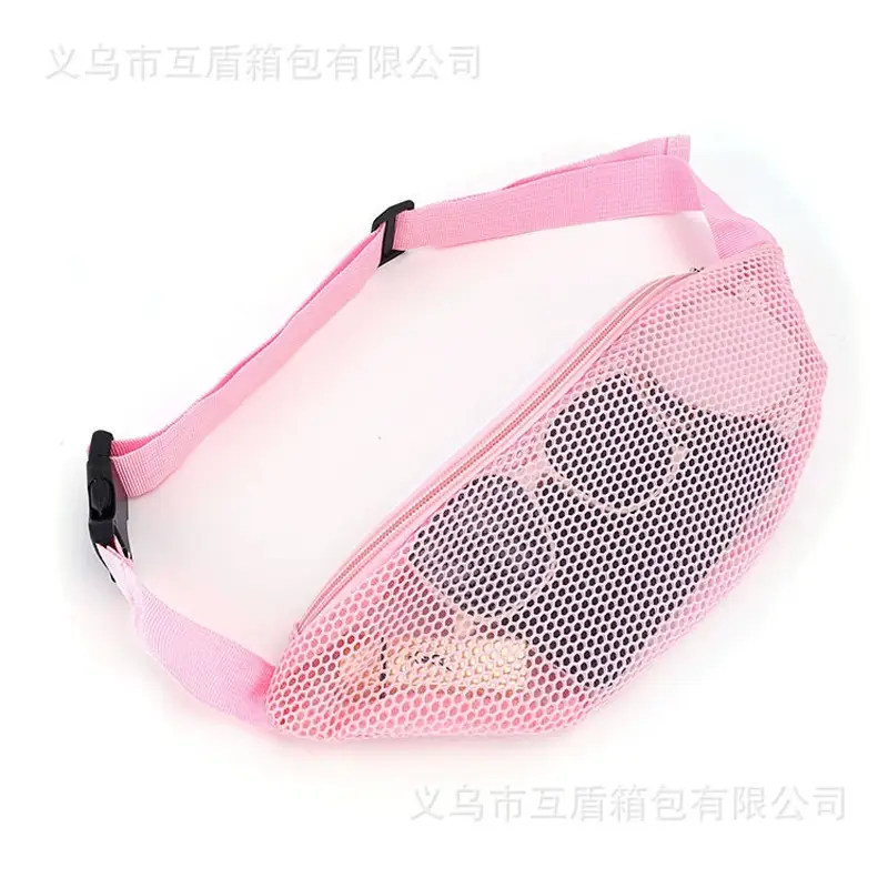 Pink Mesh Crossbody Bag with Zipper Storage Mobile Phone Bag - Image 8