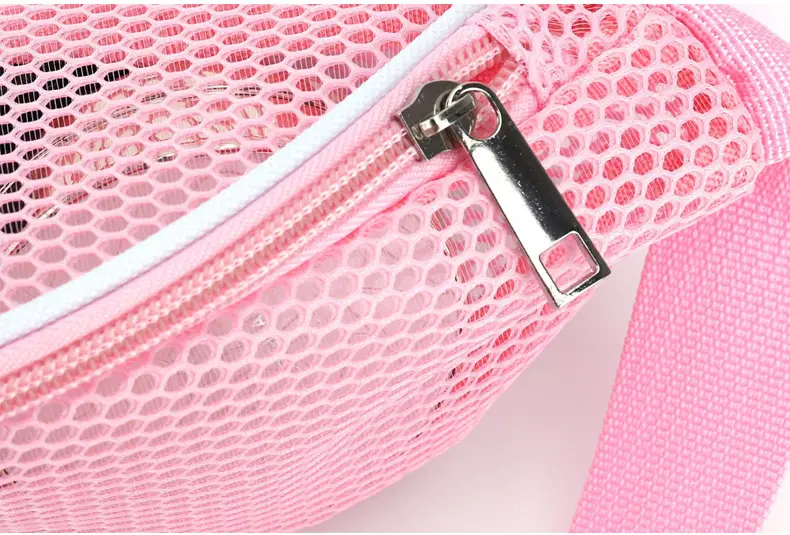 Pink Mesh Crossbody Bag with Zipper Storage Mobile Phone Bag — feature 19