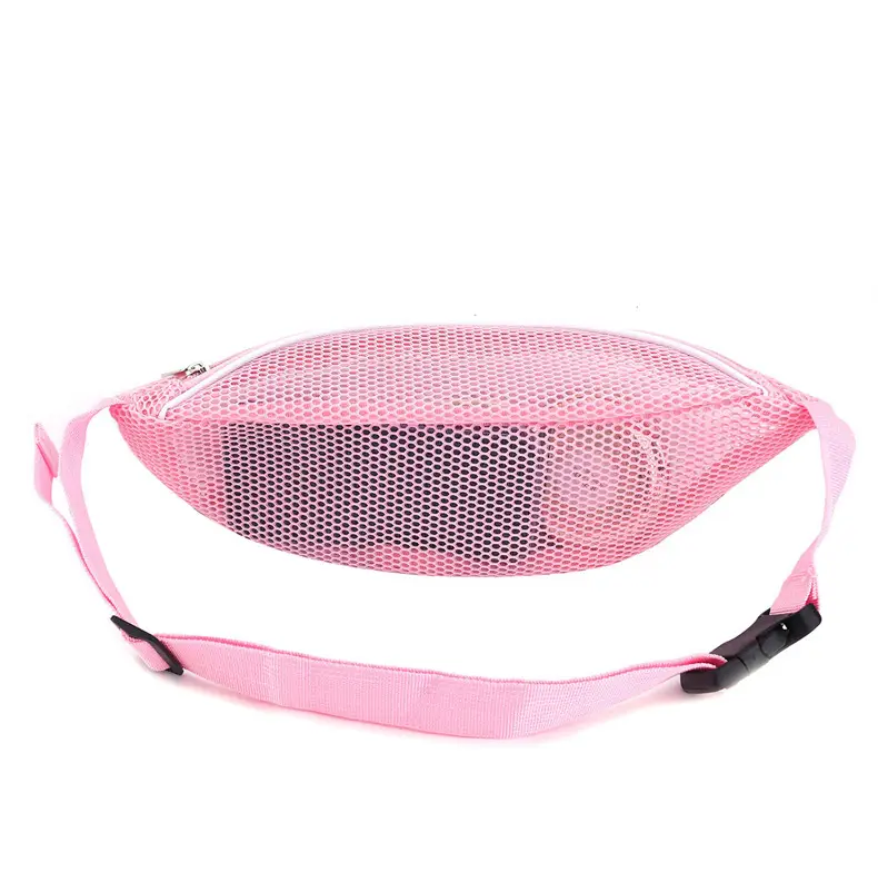 Pink Mesh Crossbody Bag with Zipper Storage Mobile Phone Bag — feature 25