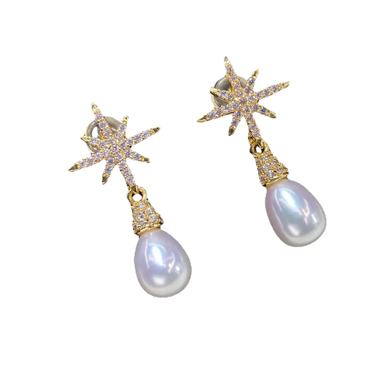 Star Pearl Earrings for Women Gold Plated 925