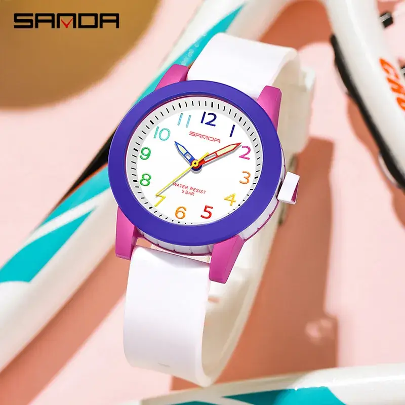 Sanda Couple Watch Blue Orange Quartz Watch - Image 15