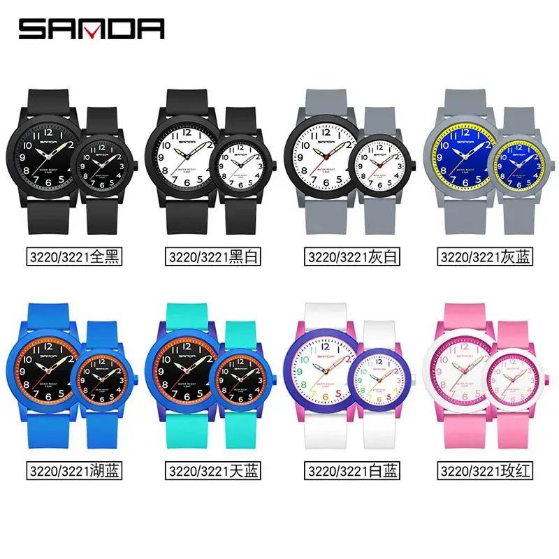 Sanda Couple Watch Blue Orange Quartz Watch - Image 18