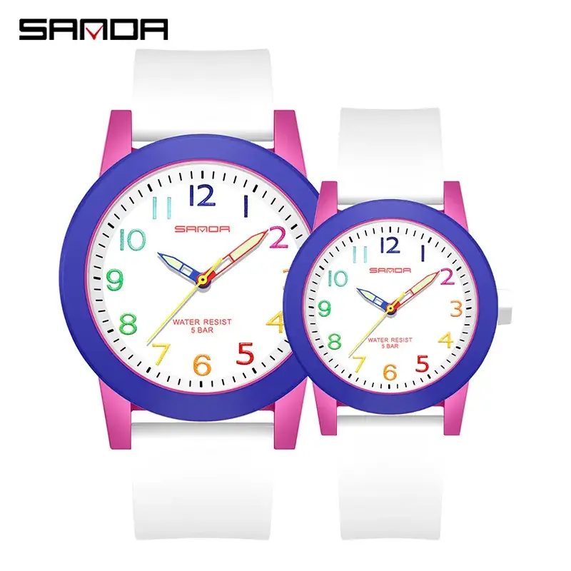 Sanda Couple Watch Blue Orange Quartz Watch - Image 19