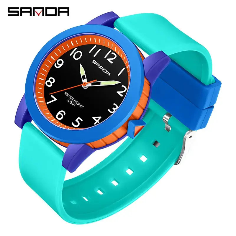Sanda Couple Watch Blue Orange Quartz Watch - Image 10