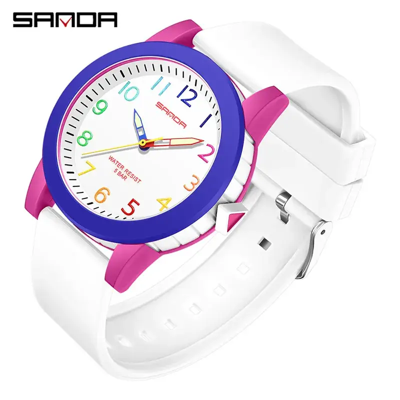 Sanda Couple Watch Blue Orange Quartz Watch - Image 14