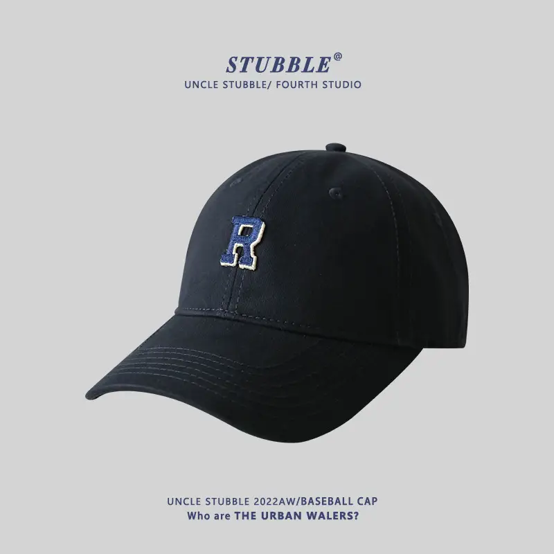 Stubble R Baseball Cap Black R Logo Men Women