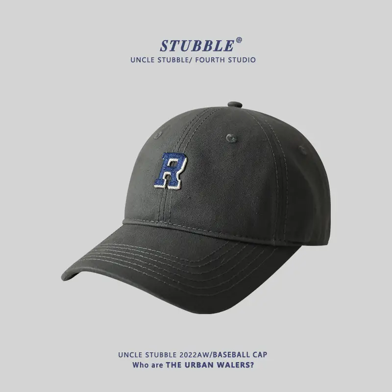Stubble R Baseball Cap Black R Logo Men Women
