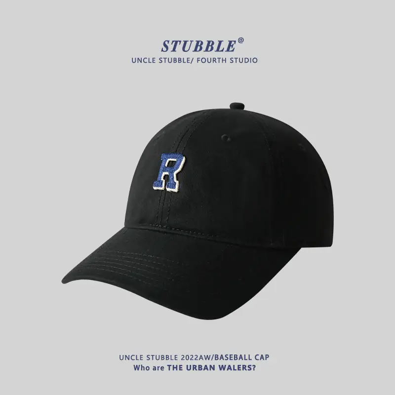 Stubble R Baseball Cap Black R Logo Men Women