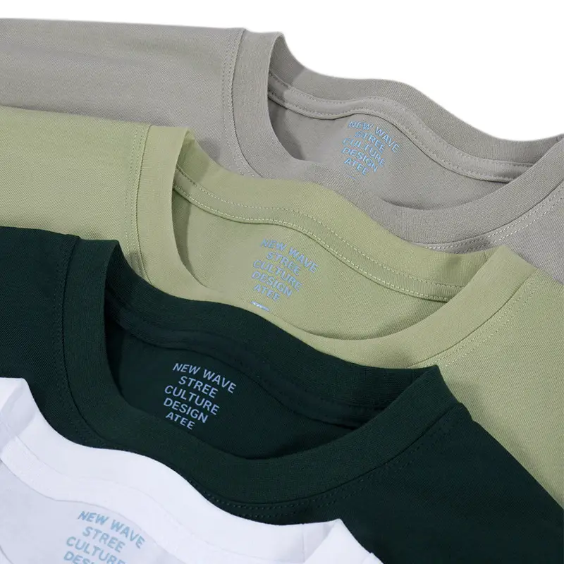 Men Cotton T-Shirt Light Blue Summer 220G