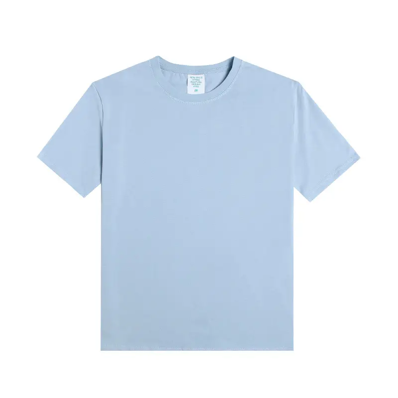 Men Cotton T-Shirt Light Blue Summer 220G