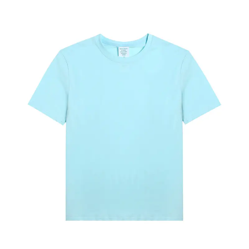 Men Cotton T-Shirt Light Blue Summer 220G