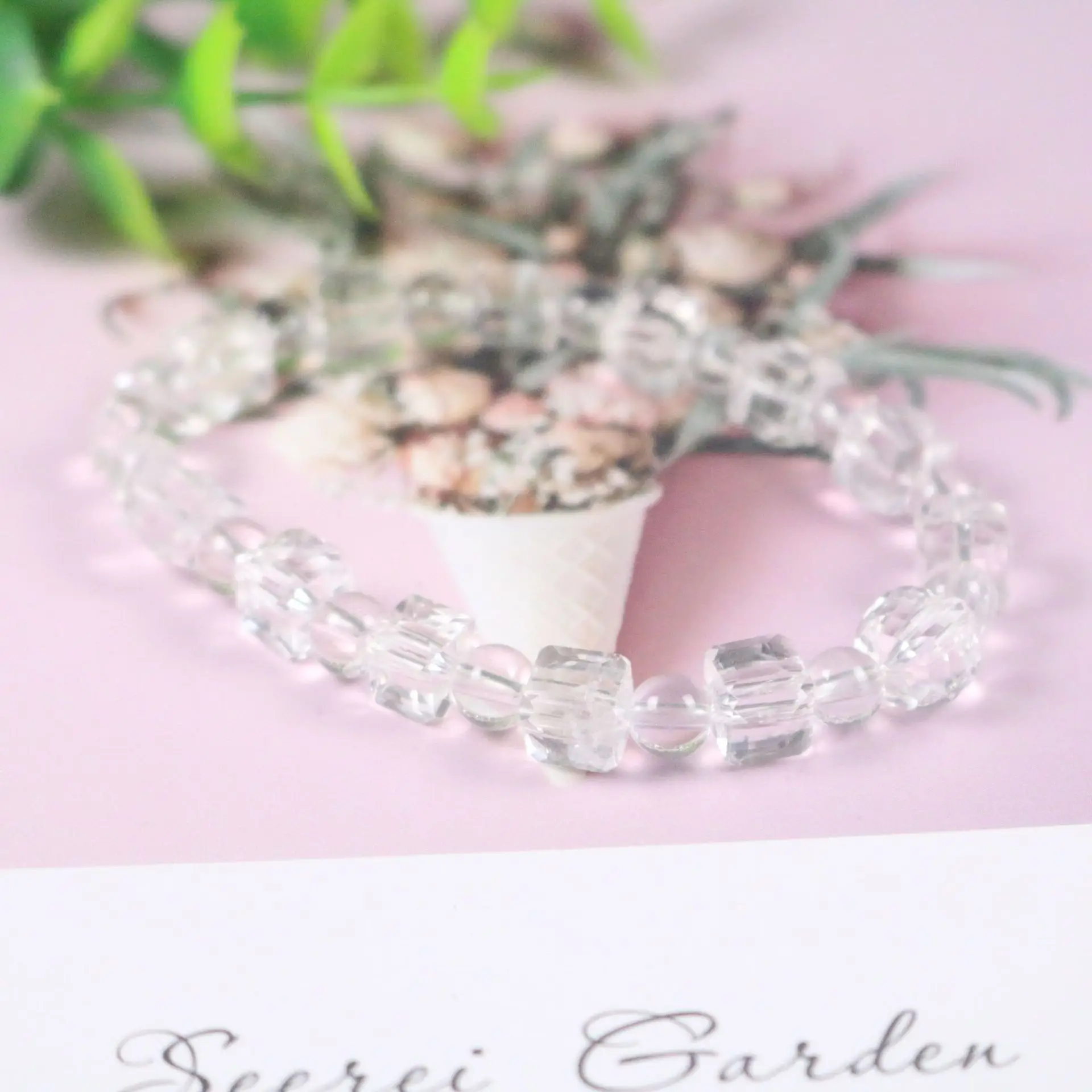 Natural White Crystal Sugar Bracelet Square Design - Image 3