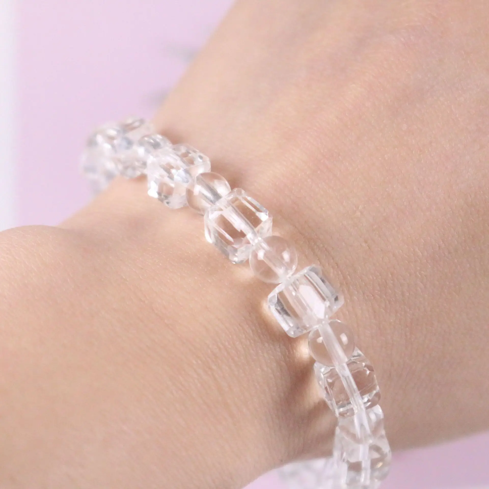 Natural White Crystal Sugar Bracelet Square Design - Image 5