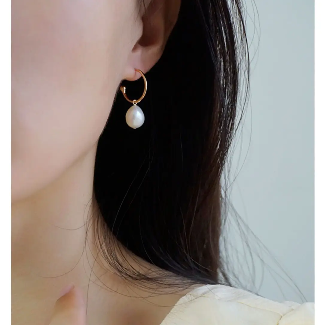 925 Silver Pearl Earrings Large Hook Design - Image 7
