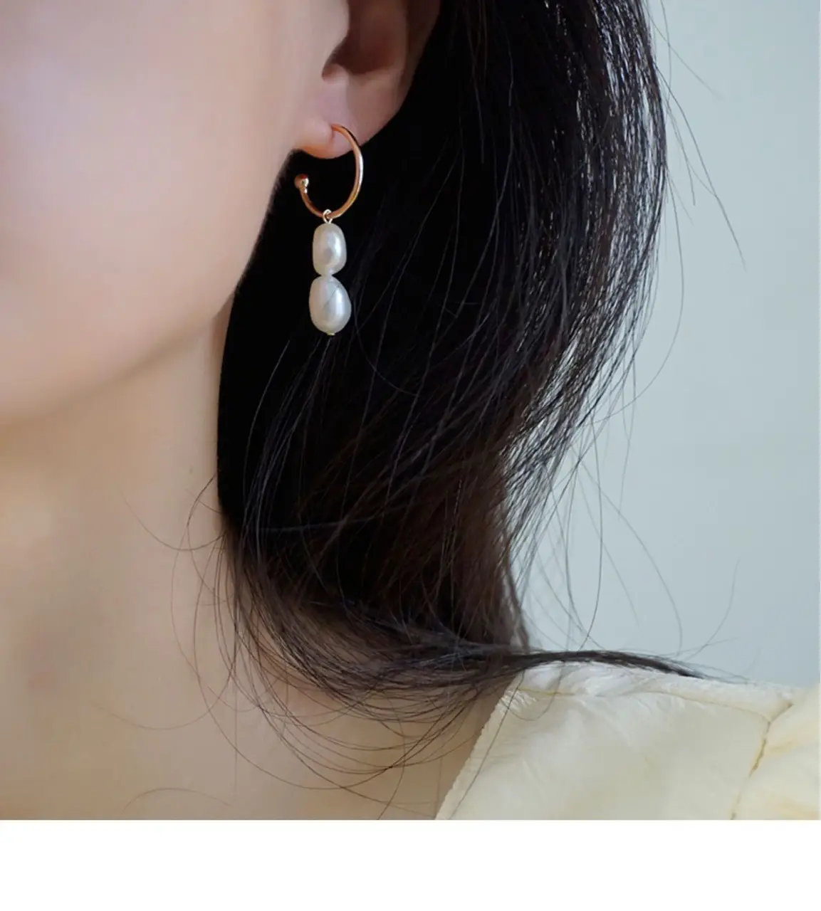 925 Silver Pearl Earrings Large Hook Design — feature 1