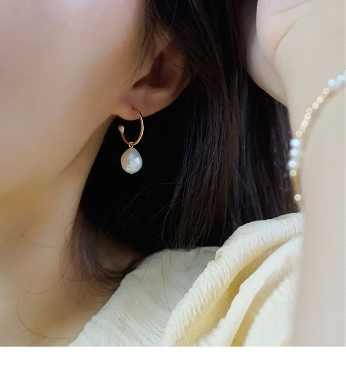 925 Silver Pearl Earrings Large Hook Design — feature 2