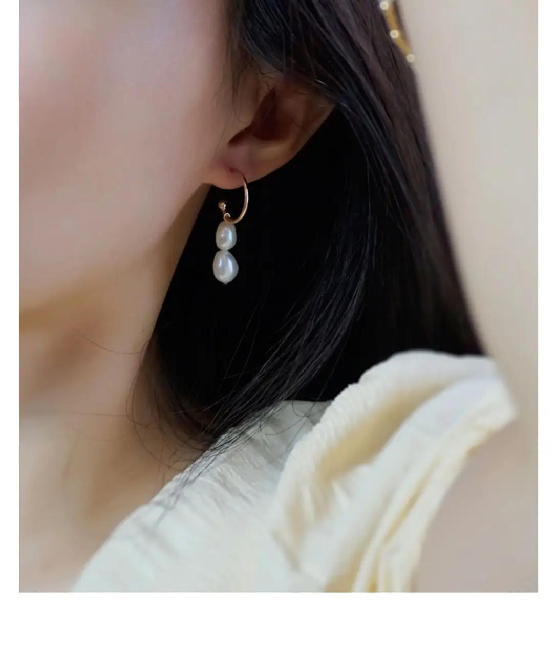 925 Silver Pearl Earrings Large Hook Design — feature 3