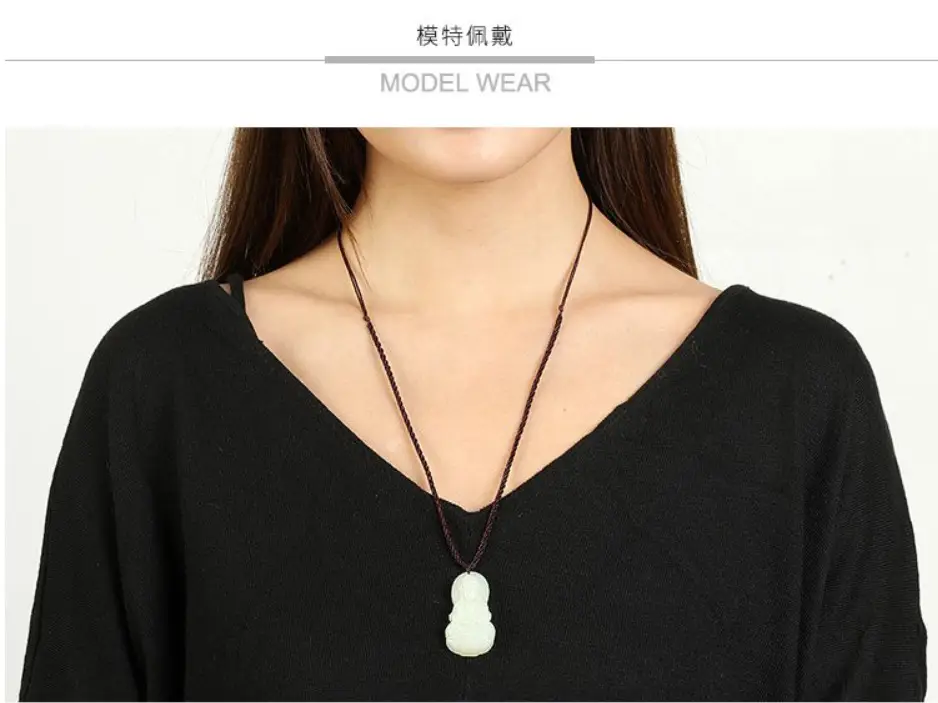 White Jade Laughing Buddha Necklace for Men Women — feature 8