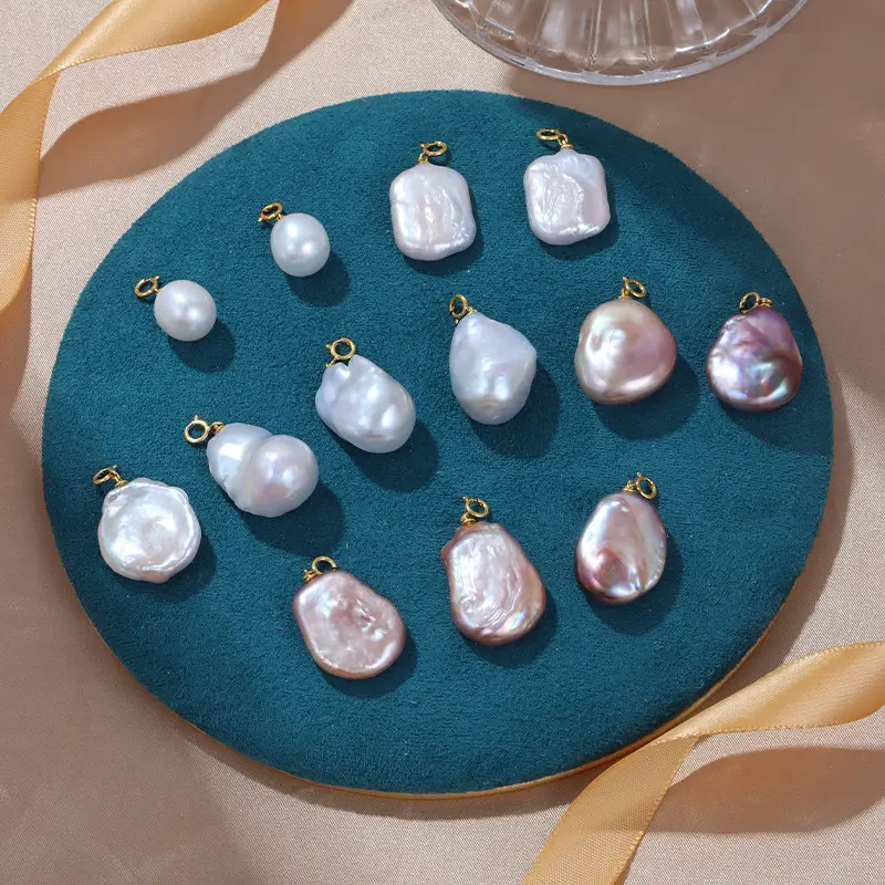 Natural Pearl Pendant with Gold Plated Baroque Design - Image 7