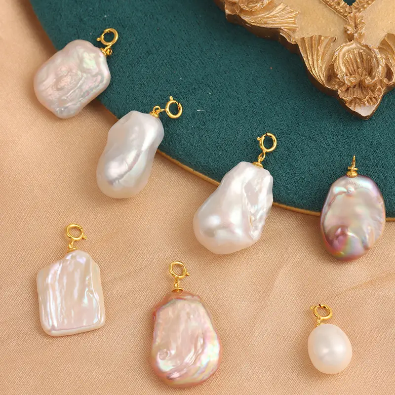 Natural Pearl Pendant with Gold Plated Baroque Design - Image 8