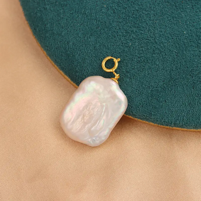 Natural Pearl Pendant with Gold Plated Baroque Design - Image 2