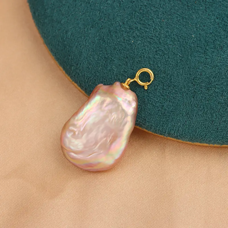 Natural Pearl Pendant with Gold Plated Baroque Design - Image 3
