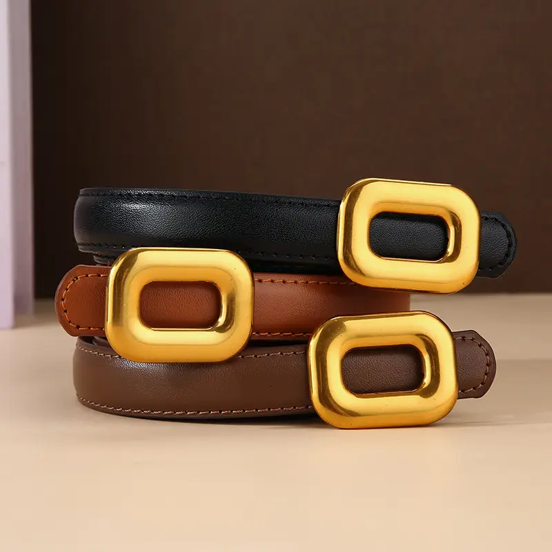 Vintage Square Buckle Belt for Women Black Brown Brown