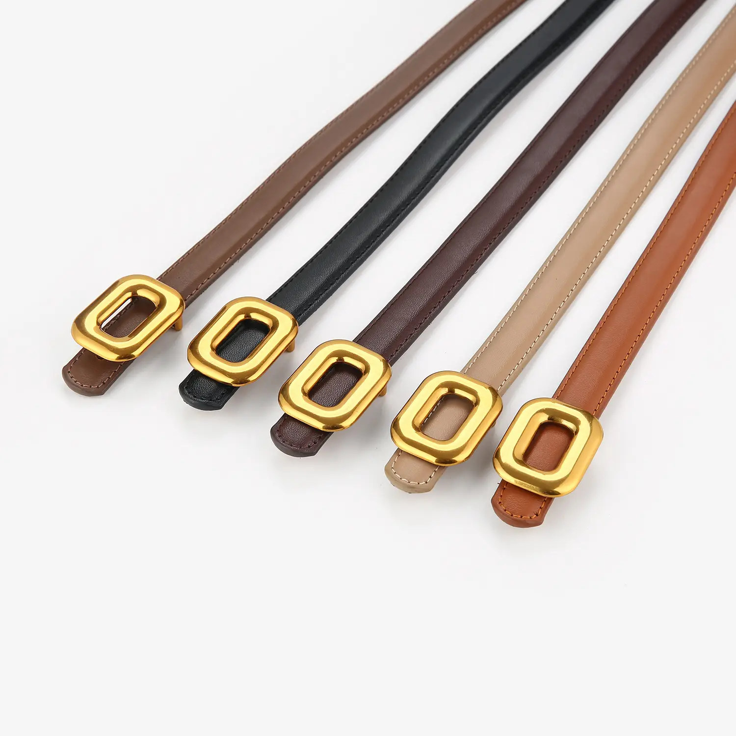 Vintage Square Buckle Belt for Women Black Brown Brown