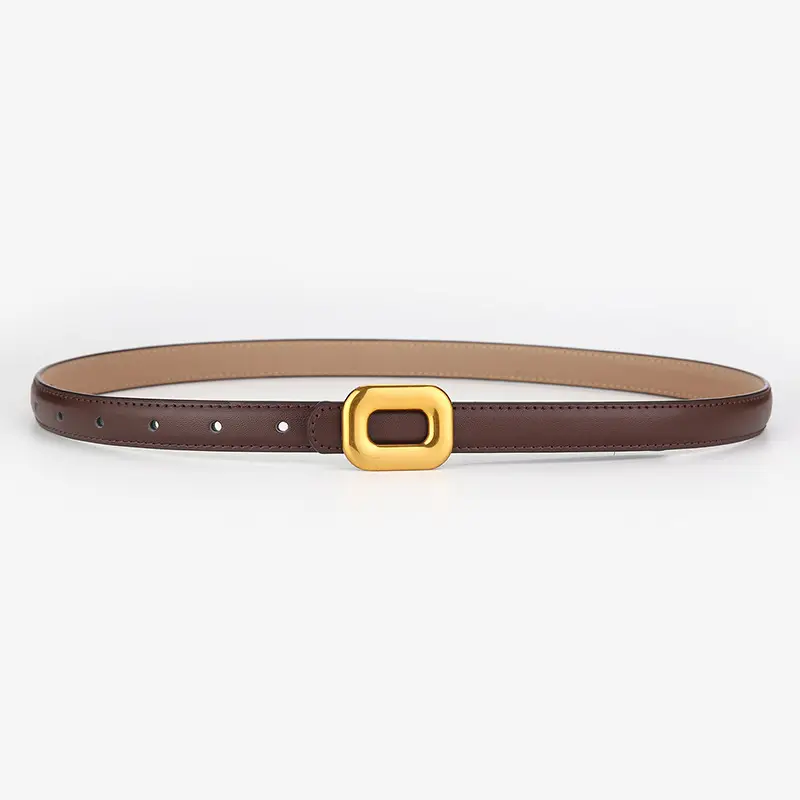 Vintage Square Buckle Belt for Women Black Brown Brown