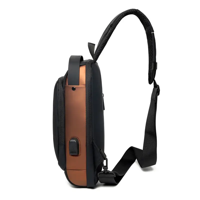 Men's Black Textured Crossbody Bag 2025 Winter - Image 5