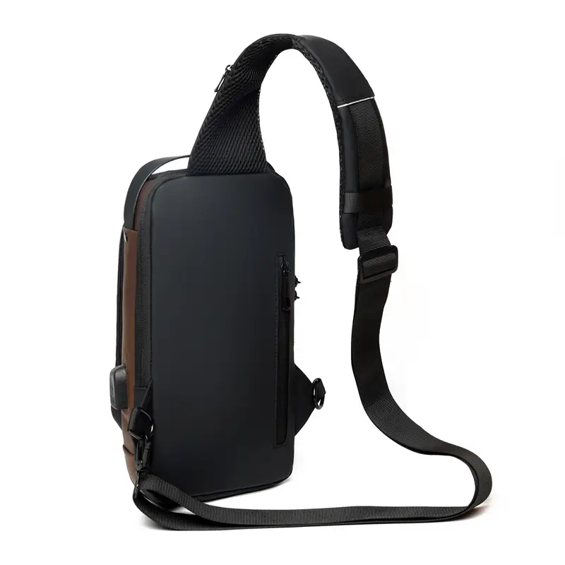 Men's Black Textured Crossbody Bag 2025 Winter - Image 6