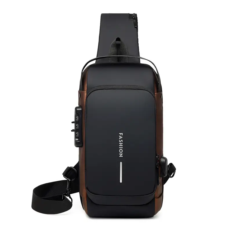 Men's Black Textured Crossbody Bag 2025 Winter - Image 2