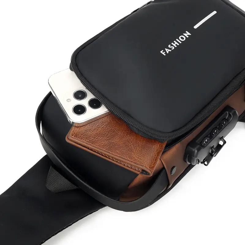 Men's Black Textured Crossbody Bag 2025 Winter — feature 32