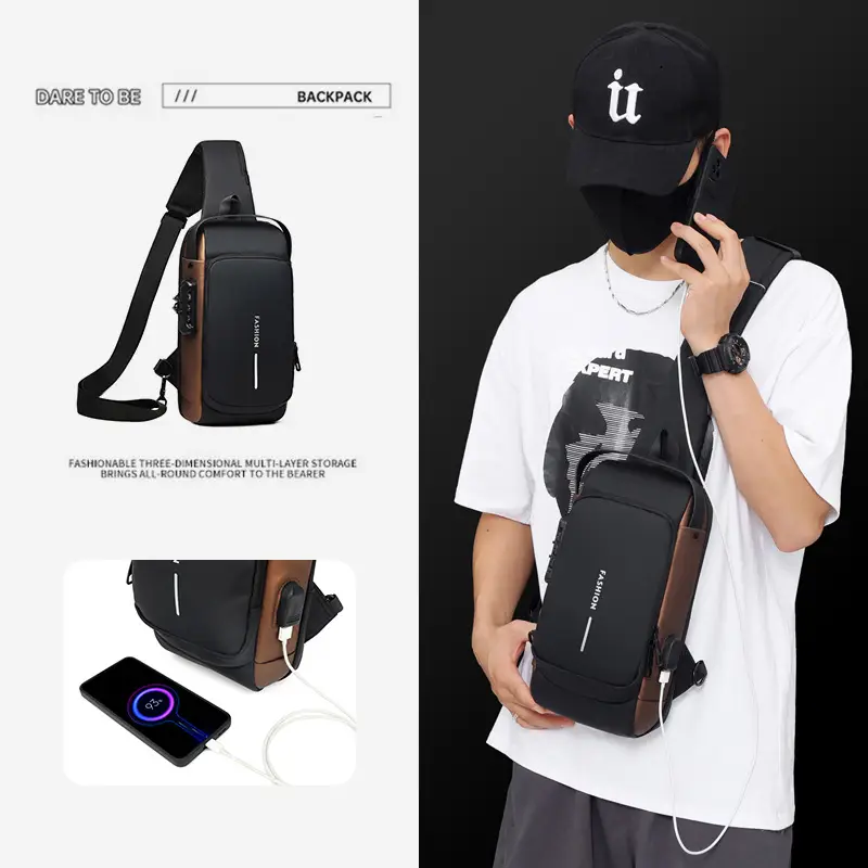 Men's Black Textured Crossbody Bag 2025 Winter — feature 38