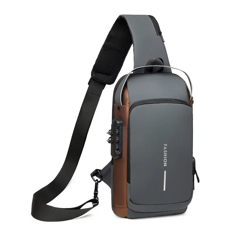 Men's Black Textured Crossbody Bag 2025 Winter - Image 3