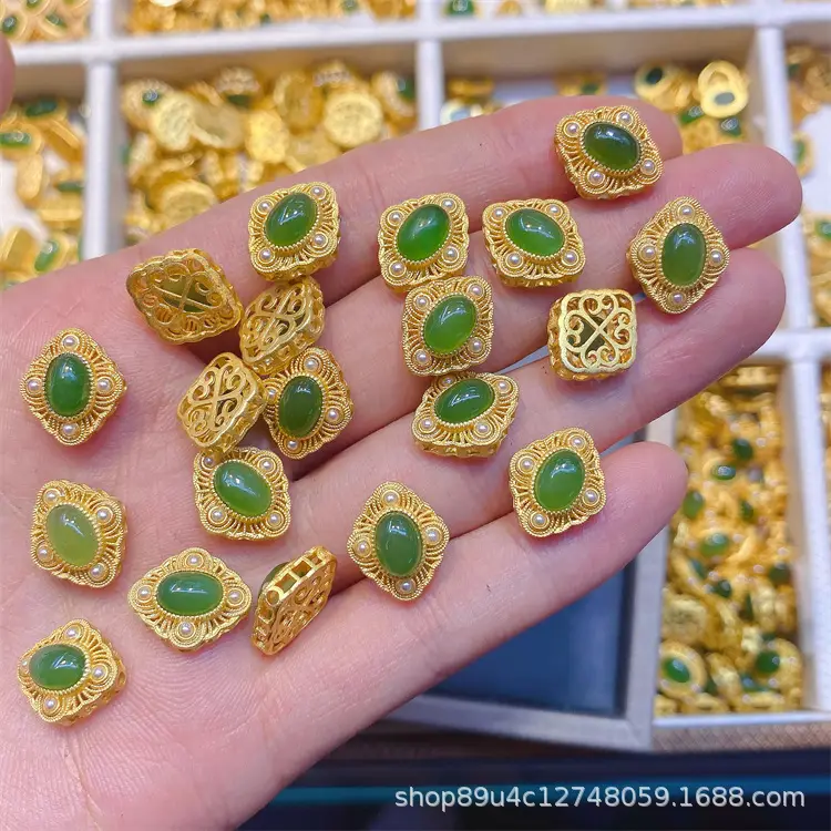 Green Jade Pendant Bracelet Set S925 Silver DIY Jewelry - Image 10