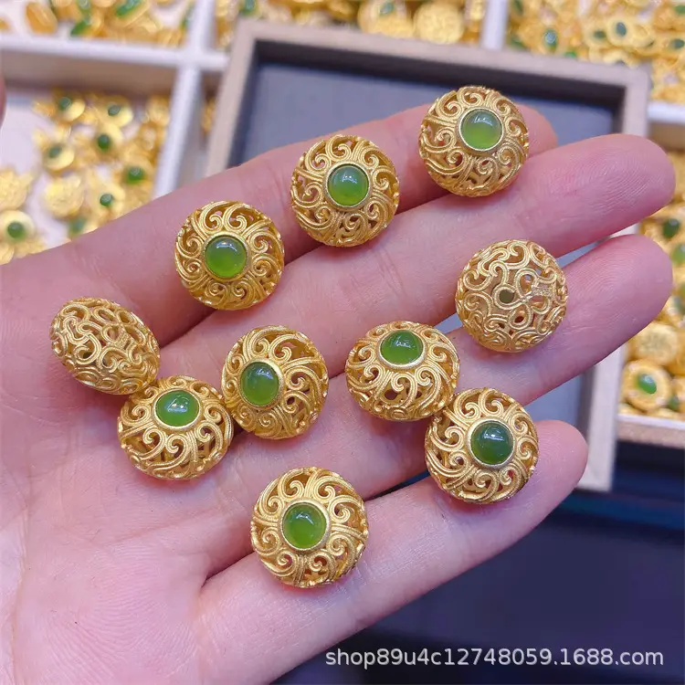 Green Jade Pendant Bracelet Set S925 Silver DIY Jewelry - Image 12