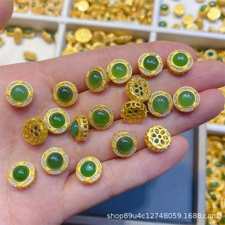 Green Jade Pendant Bracelet Set S925 Silver DIY Jewelry - Image 9