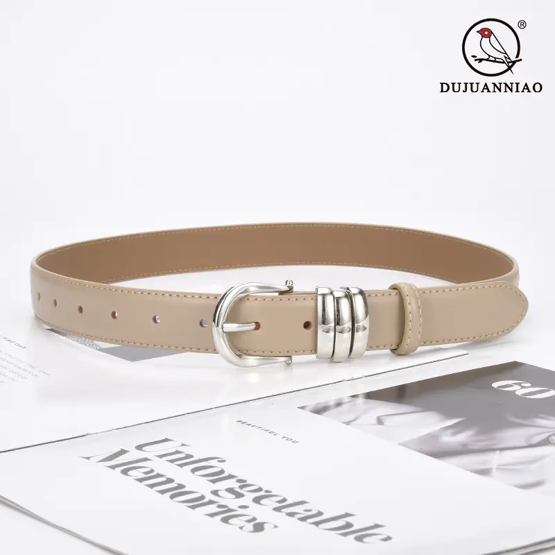 Women's Brown Leather Belt with Silver Buckle