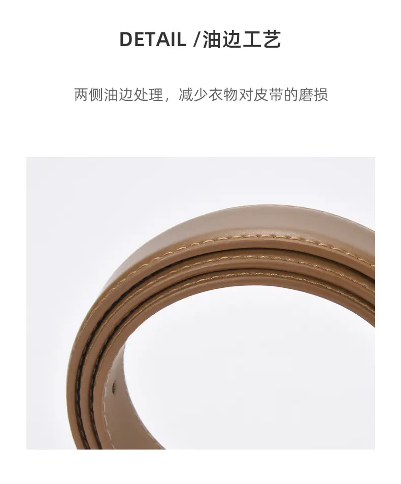 Women's Brown Leather Belt with Silver Buckle — feature 18