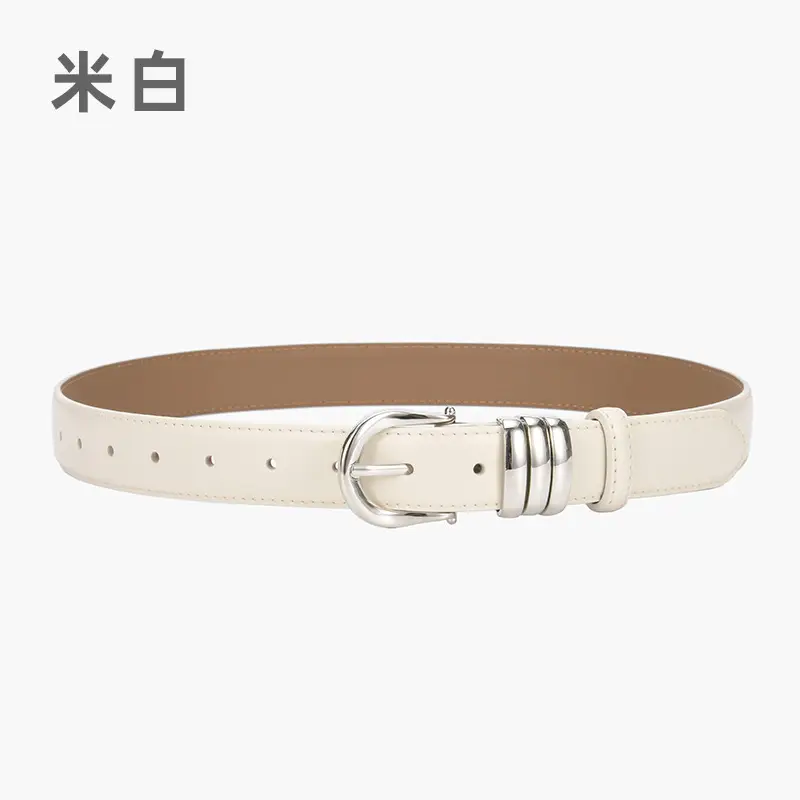 Women's Brown Leather Belt with Silver Buckle