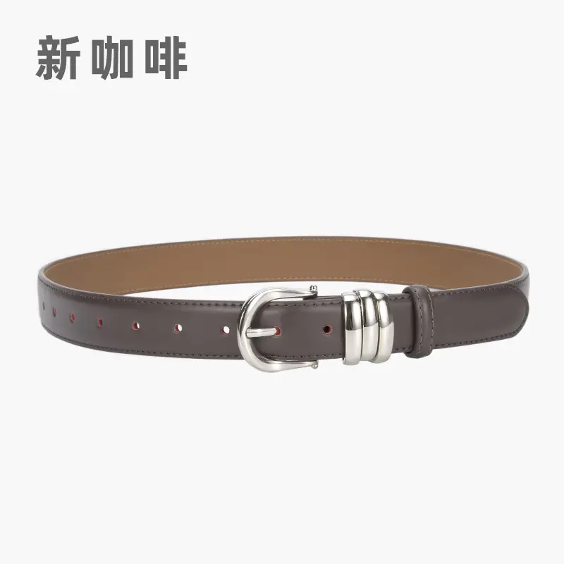 Women's Brown Leather Belt with Silver Buckle