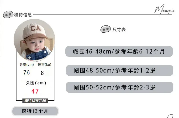 Black CA Embroidered Baby Cap for 1-2 Years — feature 1