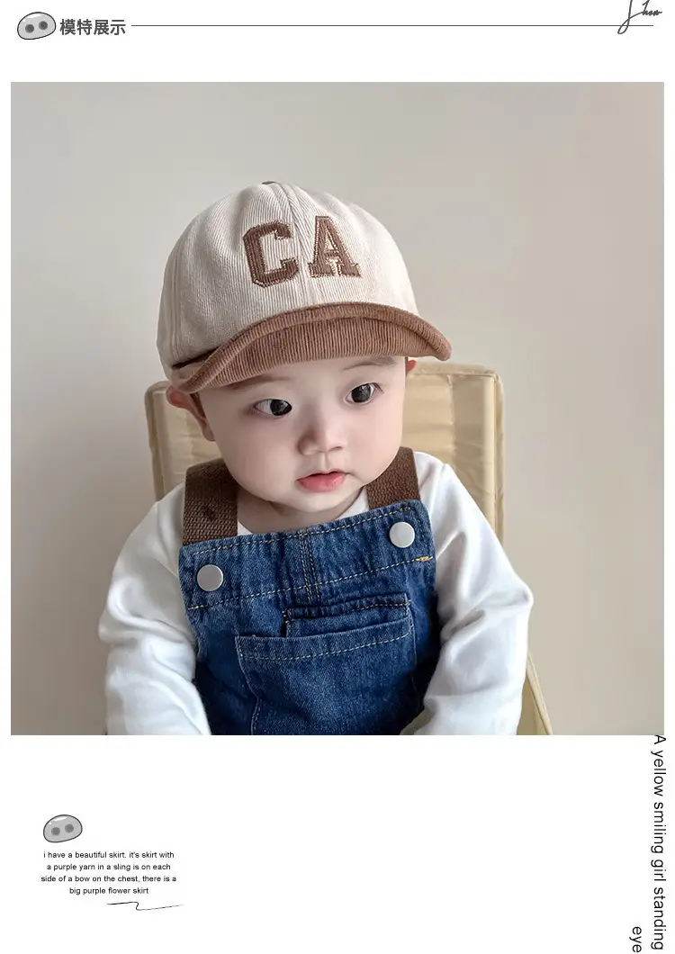 Black CA Embroidered Baby Cap for 1-2 Years — feature 2