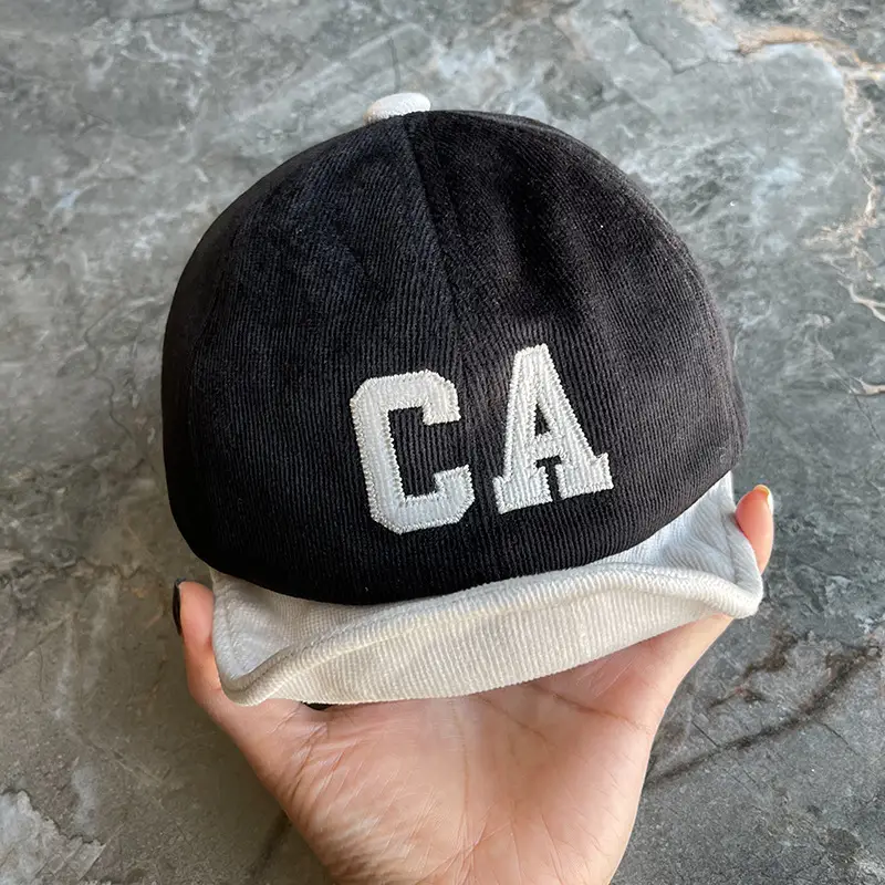 Black CA Embroidered Baby Cap for 1-2 Years - Image 3